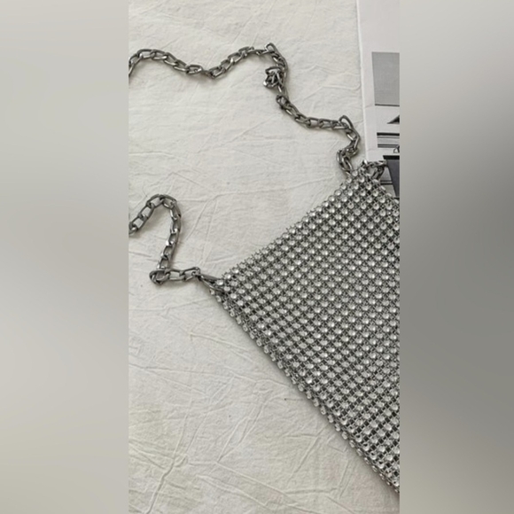 Glitz & Glam Chic Mesh Faux Silver  Cellphone Crossbody Bag NWOT - Picture 6 of 13